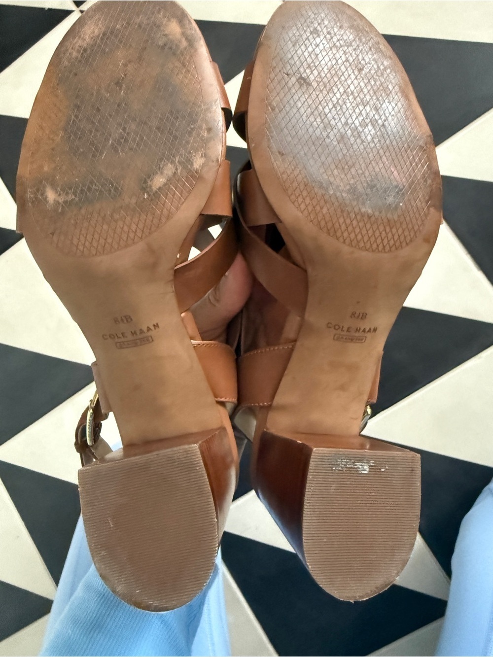 Cole Haan Cognac Strappy Block Heel Sandals - Picture 6 of 6